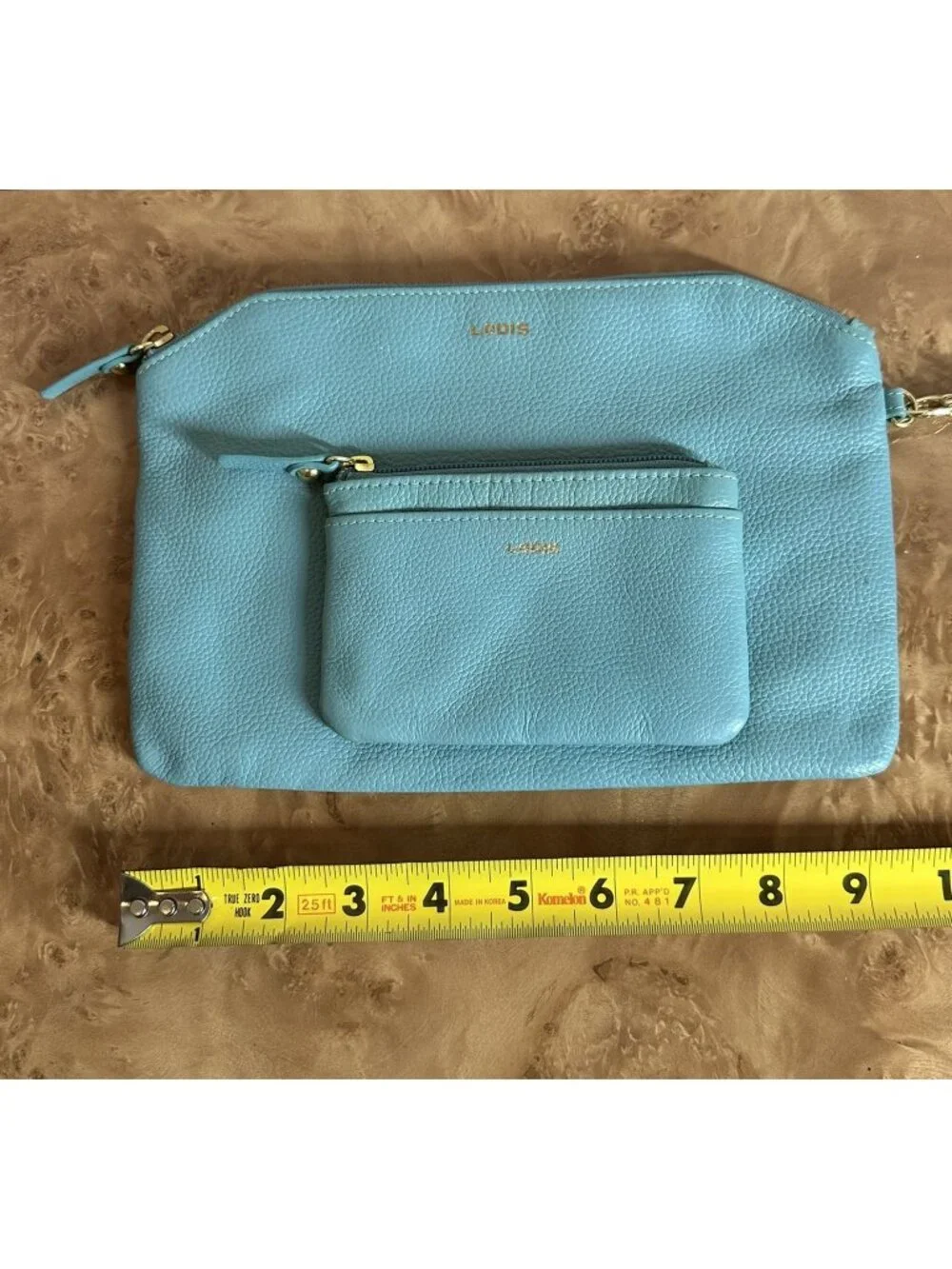 Lodis Blue Pebbled Leather Wristlet & Zip Coin Pouch Bag Set